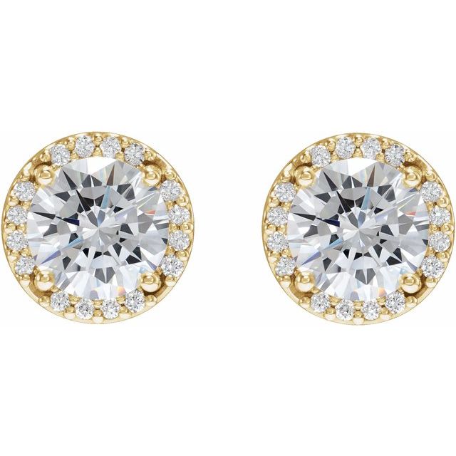 14K Yellow 1/2 CTW Natural Diamond Halo-Style Earrings
