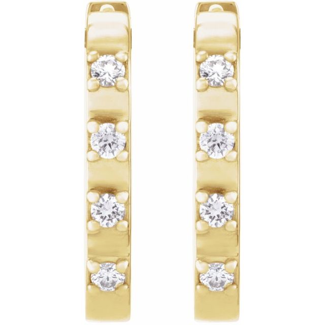 14K Yellow 1/10 CTW Natural Diamond 14 mm Hoop Earrings