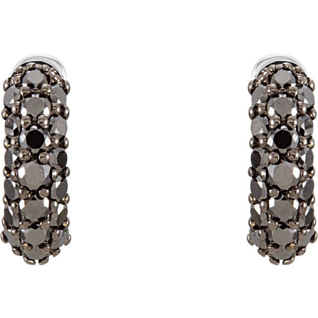 14K White 5/8 CTW Natural Black Diamond Huggie Earrings