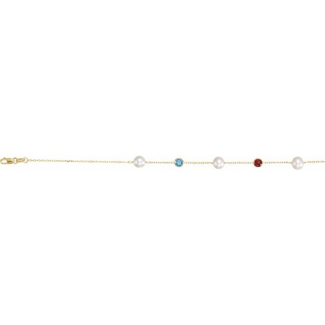 14K Yellow Cultured Freshwater Pearl & Multi-Gemstone 10-Station 18" Necklace