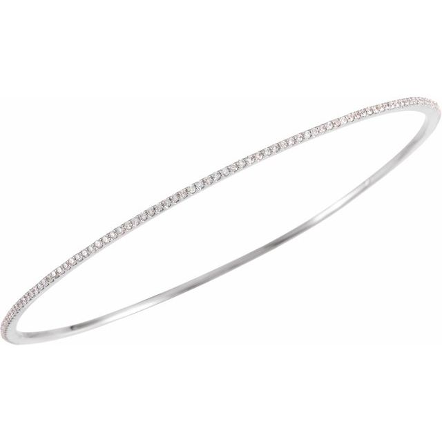 14K White 1 CTW Natural Diamond Stackable Bangle 8" Bracelet