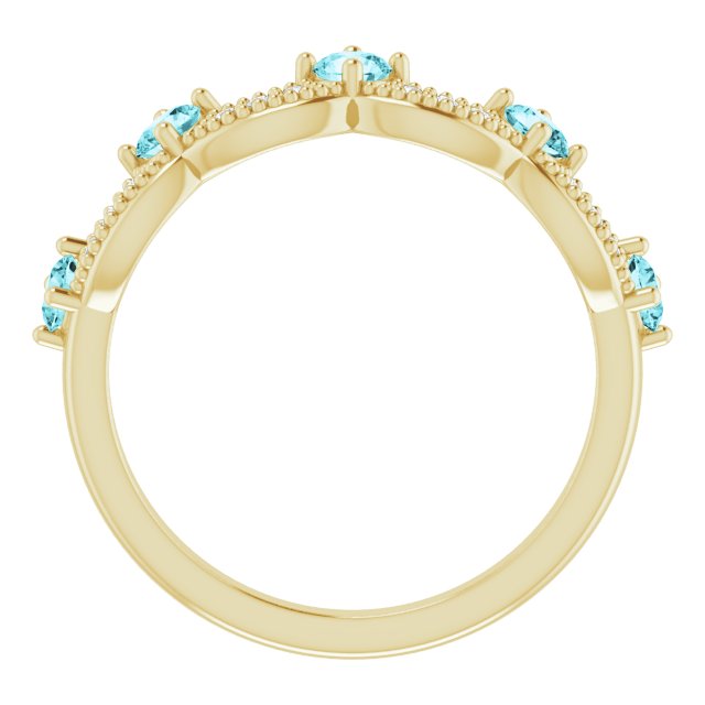 14K Yellow Natural Blue Zircon & .05 CTW Natural Diamond Crown Ring