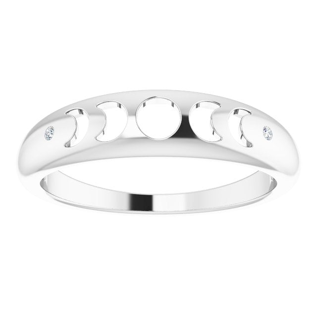 14K Yellow .015 CTW Diamond Moon Phase Ring