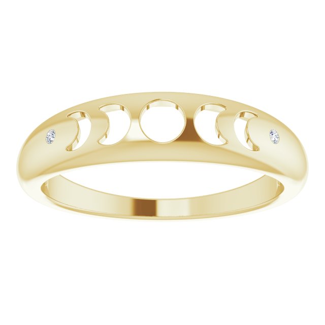 14K Yellow .015 CTW Diamond Moon Phase Ring