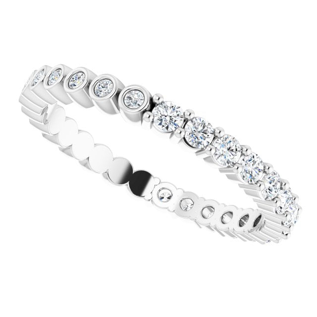 14K White 1/2 CTW Natural Diamond Reversible Eternity Band Size 7