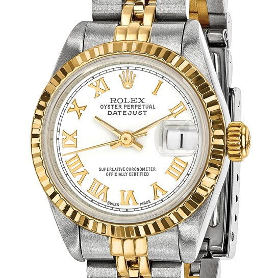 Pre-owned Rolex Independently Certified Steel/18ky Ladies White Dial Watch