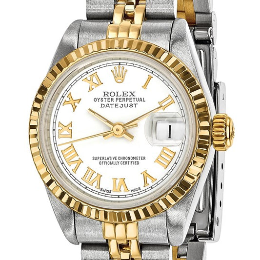 Pre-owned Rolex Independently Certified Steel/18ky Ladies White Dial Watch