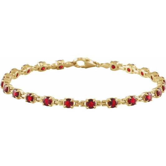 14K Yellow Natural Mozambique Garnet 7 1/4" Line Bracelet