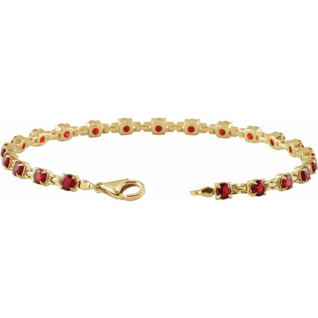 14K Yellow Natural Mozambique Garnet 7 1/4" Line Bracelet