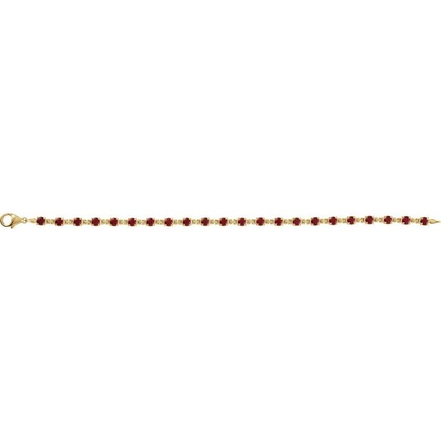 14K Yellow Natural Mozambique Garnet 7 1/4" Line Bracelet