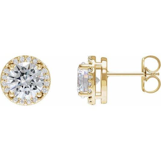 14K Yellow 1/2 CTW Natural Diamond Halo-Style Earrings