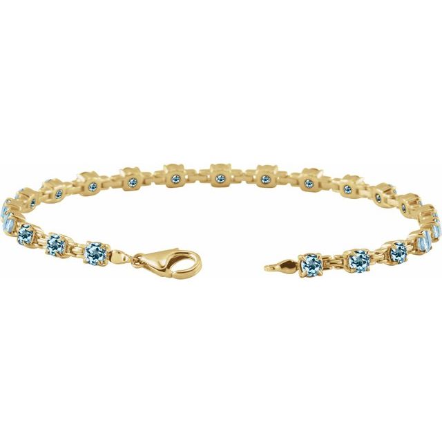 14K Yellow Natural Sky Blue Topaz 7 1/4" Line Bracelet