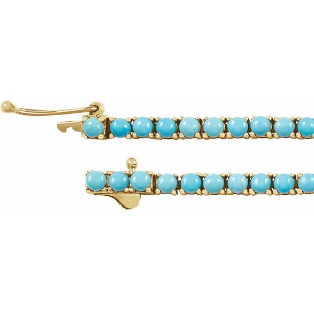 14K Yellow Natural Turquoise Link 7 1/4" Bracelet