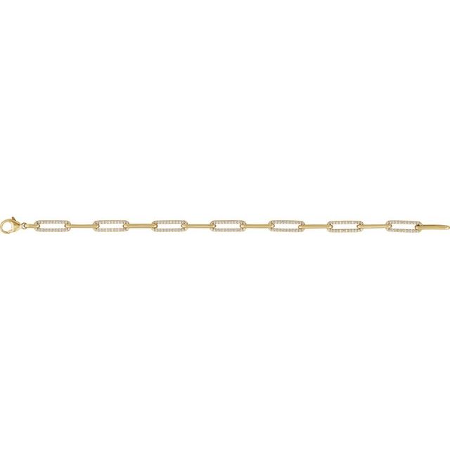 14K Yellow 1 CTW Natural Diamond Link 7" Bracelet