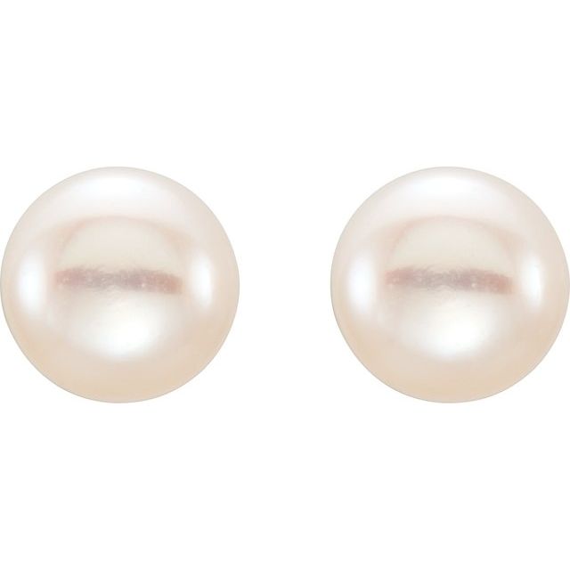 14K Yellow 5-6 mm Cultured White Freshwater Pearl Earrings