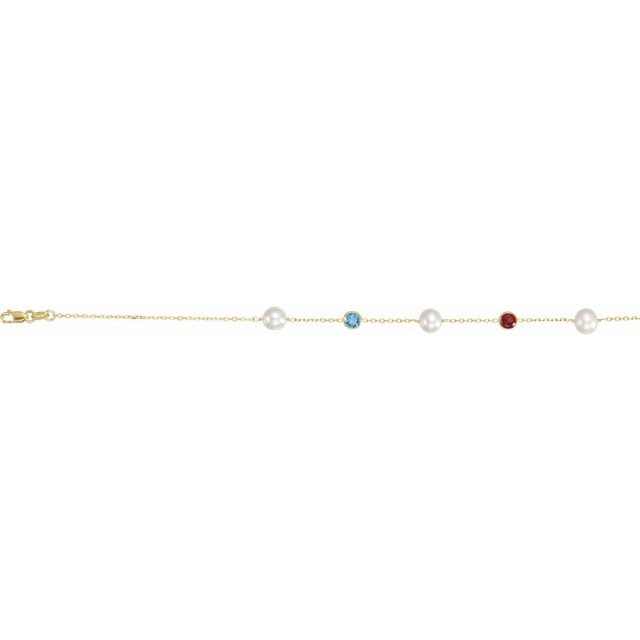 14K Yellow Cultured Freshwater Pearl & Multi-Gemstone 10-Station 18" Necklace