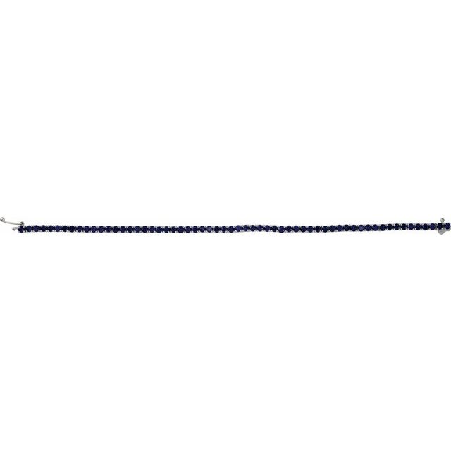 14K White Lab-Grown Blue Sapphire Line 7.25" Bracelet