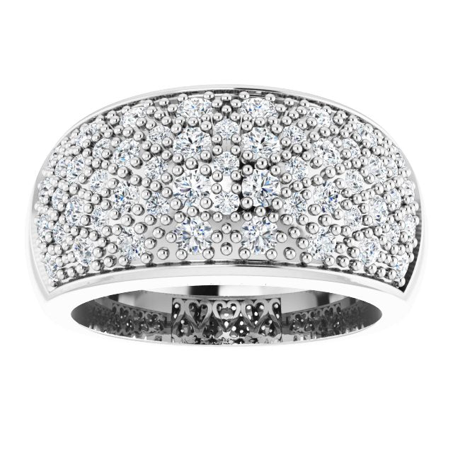 14K White 1 CTW Natural Diamond Micro Pave Ring