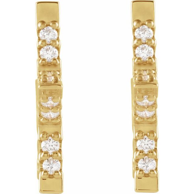 14K Yellow 3/8 CTW Natural Diamond Star Hoop Earrings