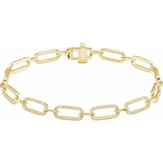 14K Yellow 9/10 CTW Natural Diamond Link 7" Bracelet