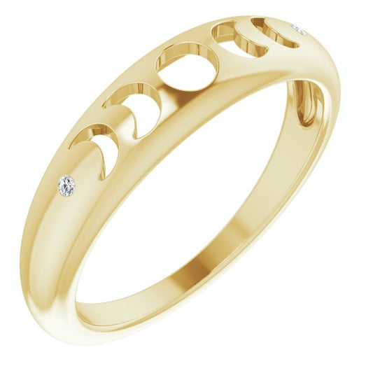 14K Yellow .015 CTW Diamond Moon Phase Ring