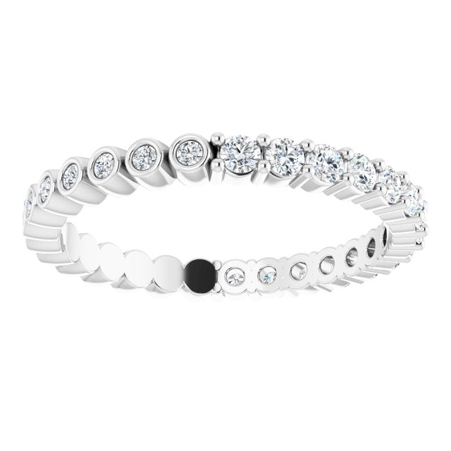 14K White 1/2 CTW Natural Diamond Reversible Eternity Band Size 7