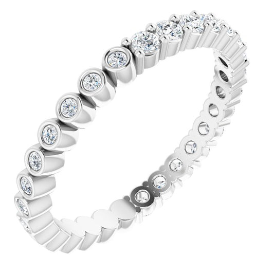 14K White 1/2 CTW Natural Diamond Reversible Eternity Band Size 7