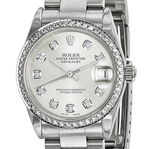 Pre-owned Independently Certified Rolex Steel/18kw Diamond Datejust Watch