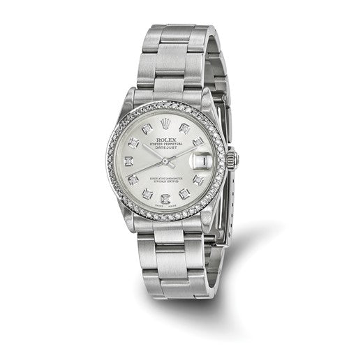 Pre-owned Independently Certified Rolex Steel/18kw Diamond Datejust Watch