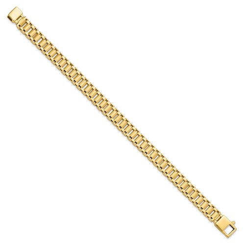 14K Polished and Brushed Link Men's Bracelet